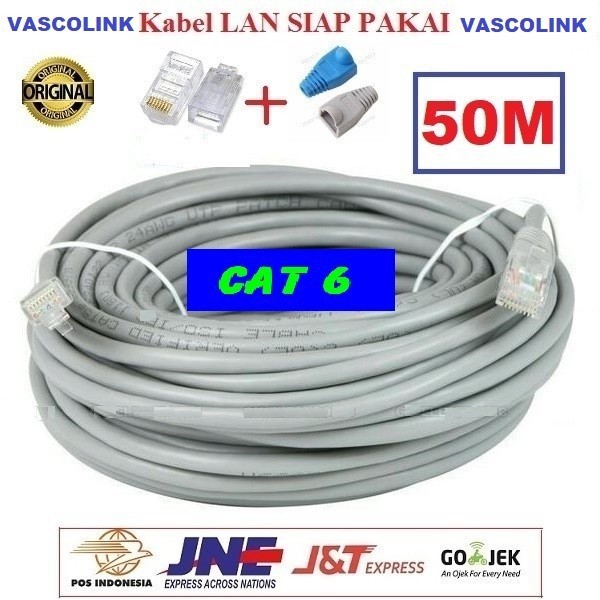 Kabel Lan Vascolink Cat 6 50 meter Siap Pakai