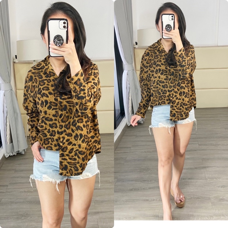 kemeja bigsize leopard Ld 110 , kemeja leopard