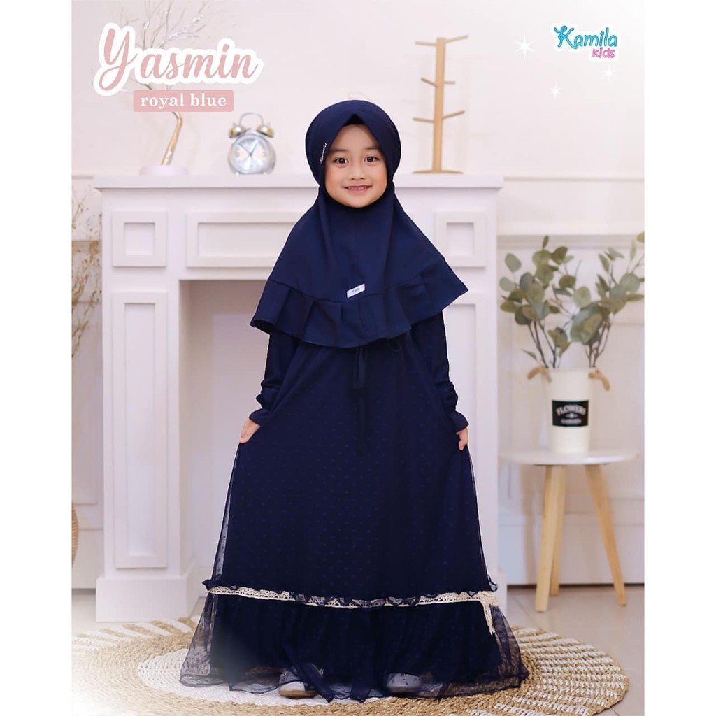 TERBARU Gamis brokat anak usia 5 6 tahun brokat mix tile dot BND Yasmin kids model terbaru 2021