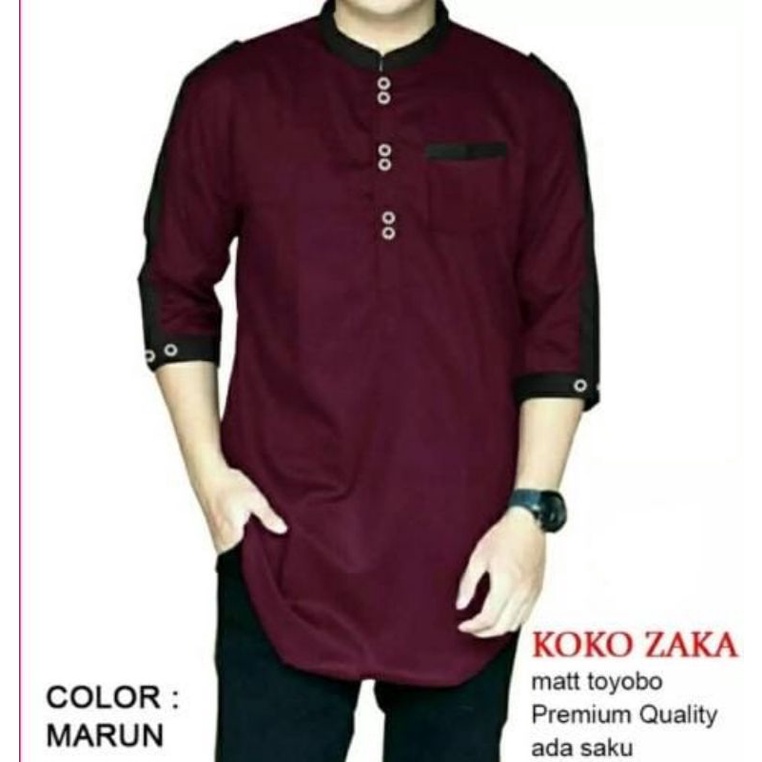 Baju Koko Muslim Qurta Zaka Lengan 3/4 Qurta Muslim Terbaru 2026