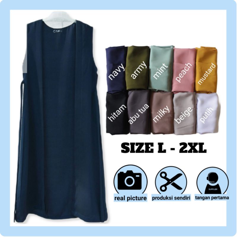 Outer Cardigan wanita L, XL,XXL Jumbo Oversize polos tanpa lengan kantor formal panjang