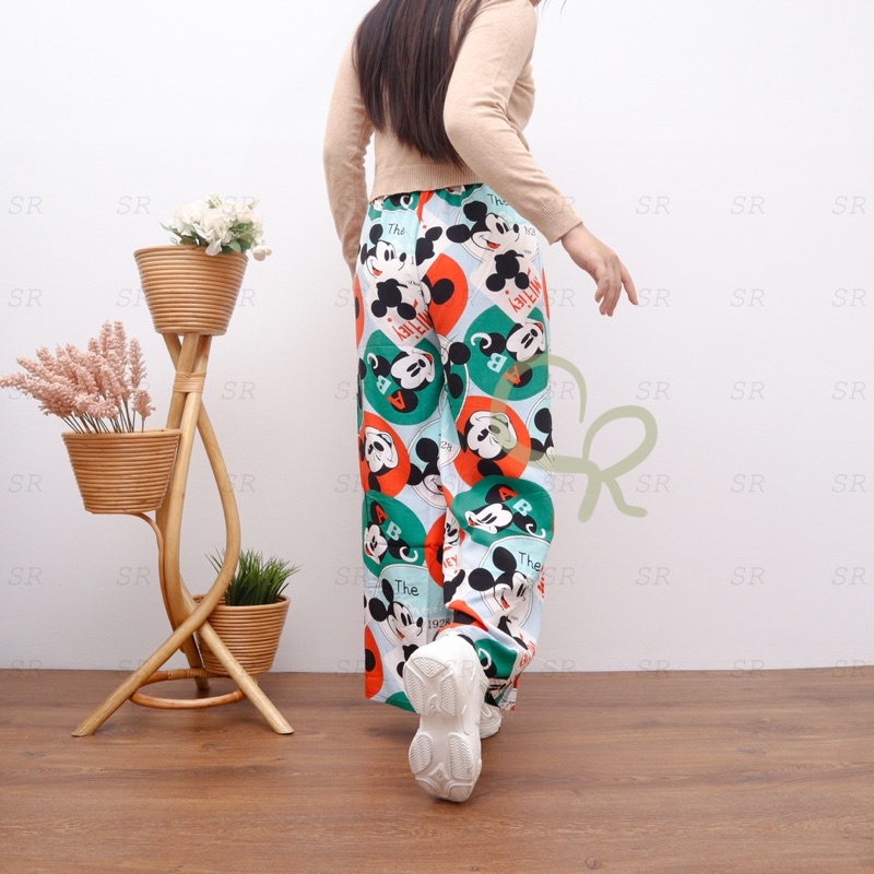 Celana Kulot Santai Wanita Motif Rayon Import Ringan Dingin