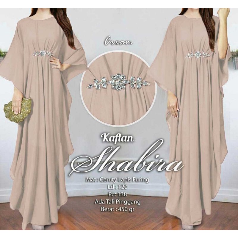 Arnis Shabira Kaftan Original Busui Friendly Ceruty Babydoll-Cream