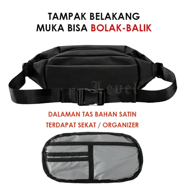 Tas Slempang Pria Distro Kulit Sintetis Premium Water Proof Kekinian Terbaru Waistbag Cowok Import Bahan Anti Air Slempang Bahu Laki Laki Untuk Menyimpan Dompen Dan Hp Tahan Air Free Dompet