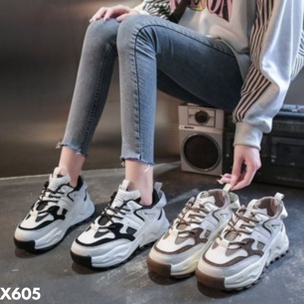 SEPATU SNEAKERS WANITA KEKINIAN MODE HIGHSOLE KOREA FIGHTING COOL STYLE BAHAN PU IMPORT 605