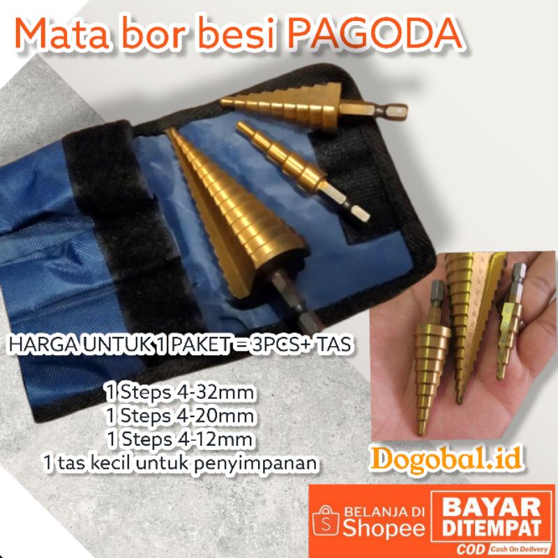 Mata bor besi pagoda set Mata bor kerucut 3pcs 32mm Mata bor pagoda Mata bor besi kerucut