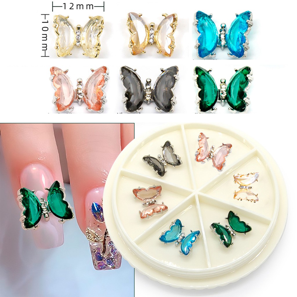 Manikmanik Kristal Cubic Zirconia Imitasi Transparan Bentuk Kupukupu 3d Untuk Dekorasi Nail Art