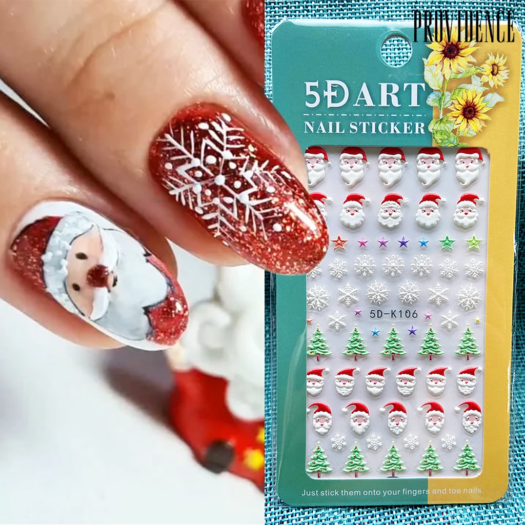 Providence Stiker Kuku Motif Snowflake Natal 5d Untuk Dekorasi Nail Art / Manicure Diy