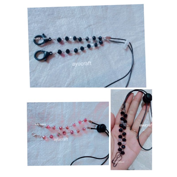 strapmasker/kalung masker kristal siap pke 2in1(1pcs)