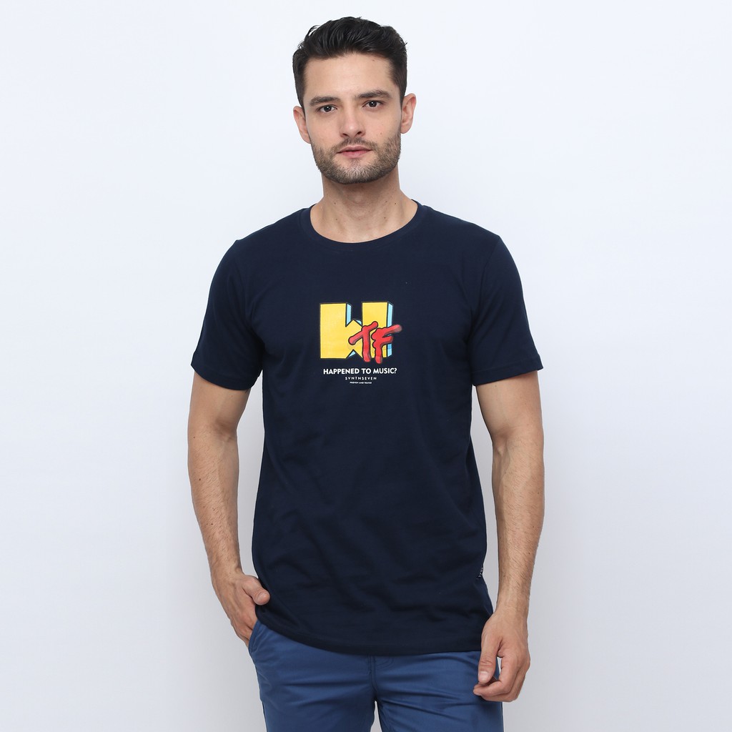 

17Seven Original Kaos Sablon Pria Lengan Pendek 0151-Wtf-Navy