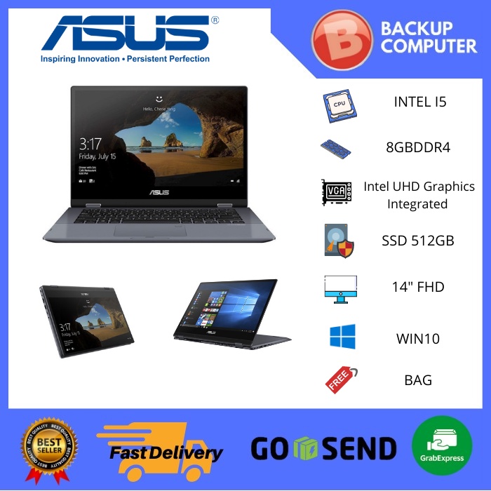 ASUS VIVOBOOK FLIP TP412FA VIPS551 2IN1 TOUCH I5 10210 8GB 512SSD W10+OHS 14.0FHD IPS PEN