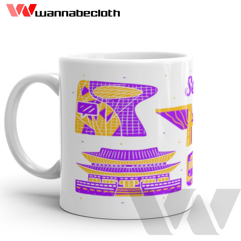 Mug Korea Gelas Korea Cetak Mug Custom Kado Gift Hadiah Souvenir Mug Seoul Mug Korea Art v6