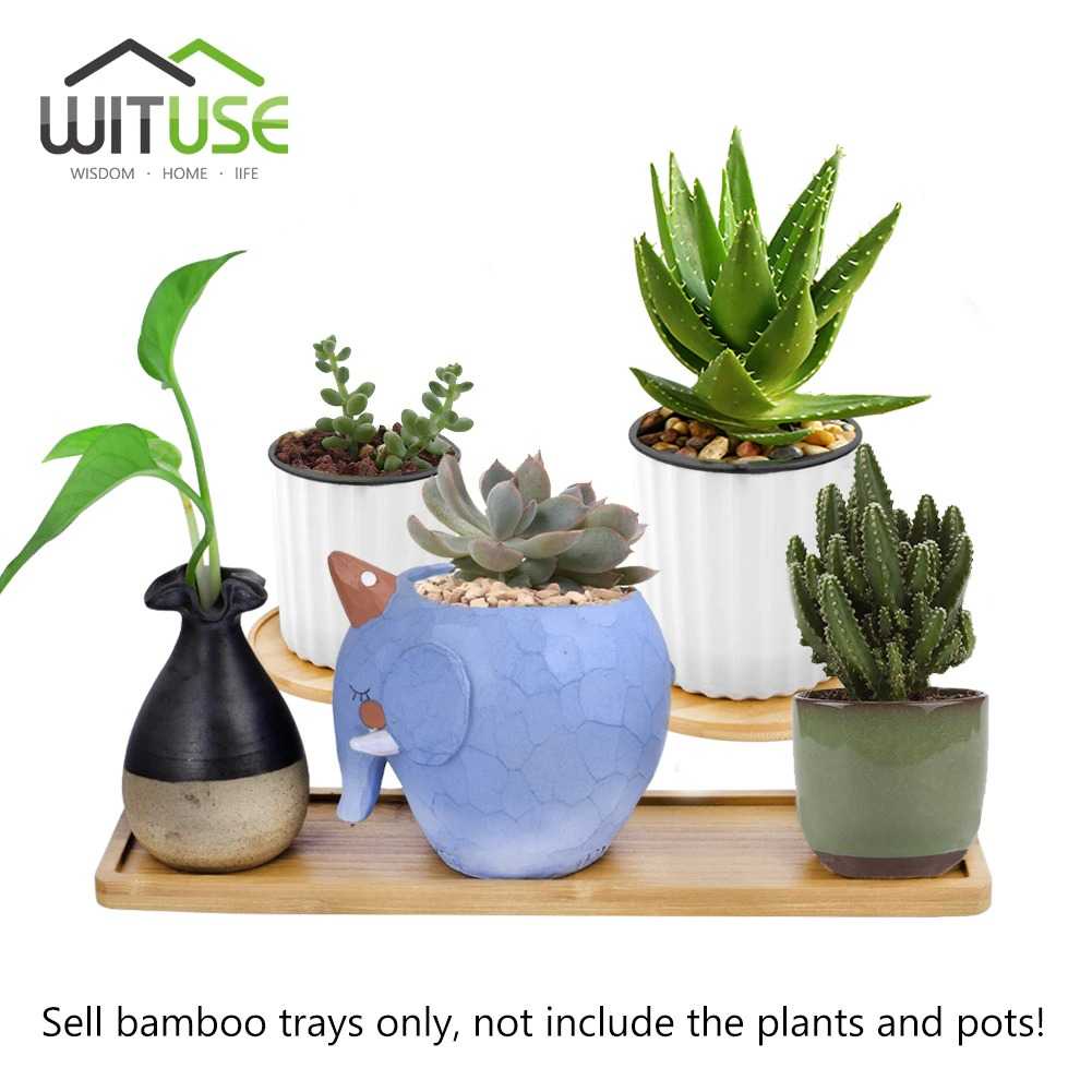 WITUSE Alas Tatakan Pot Tanaman Bamboo Persegi Panjang - EQF301