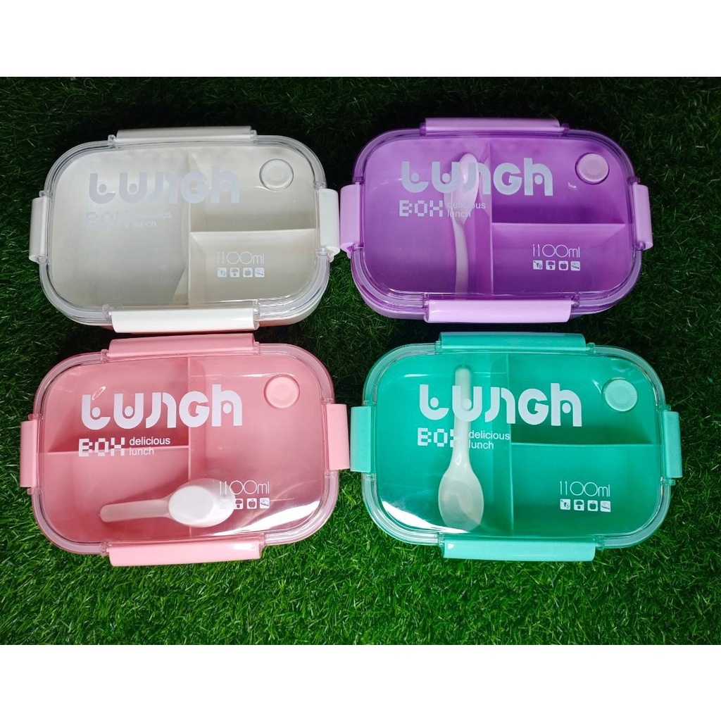 Lunch Box Delicious Bento 6003 Kotak Bekal Makan Set Sekat 1100ML BPA Free 6852