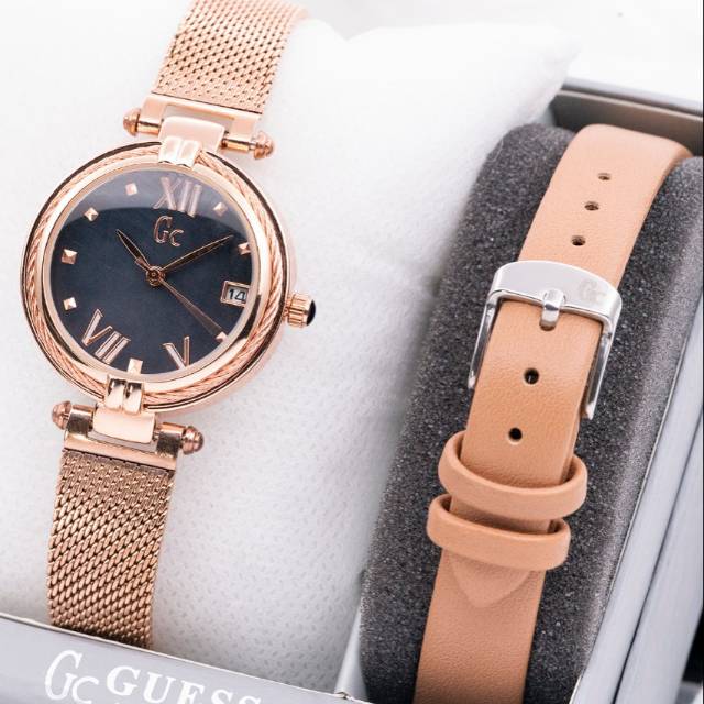 [Bisa COD] Jamtangan GC 9812 Rantai Pasir Free Tali Kulit