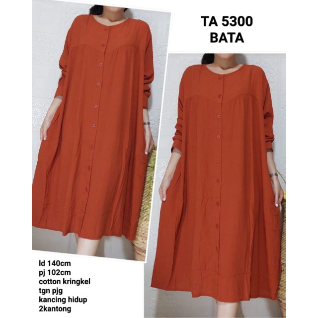 tunik jumbo wanita bahan katun crincle premium import ukuran allsize ld 140