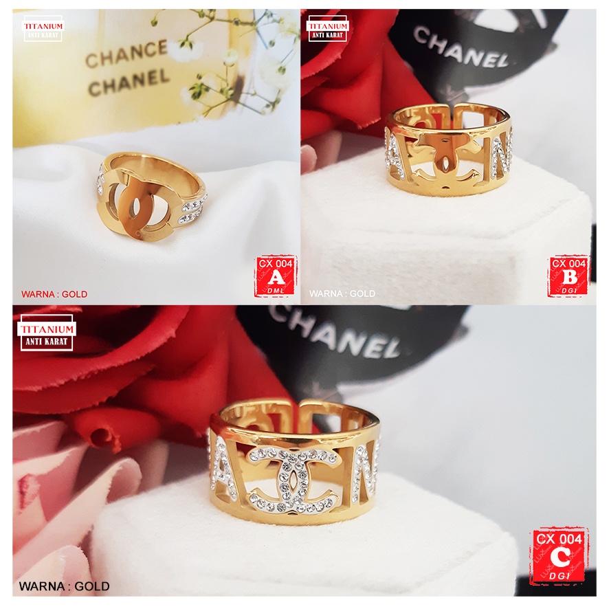 CX 004 Cincin Titanium Mewah Cincin Stainless Steel Anti Karat Premium Quality Cincin Awet Tidak mudah Luntur Cincin Kombinasi Mata Zirkon Perhiasan Mewah Cincin Fashion TitanLuxx Xuping