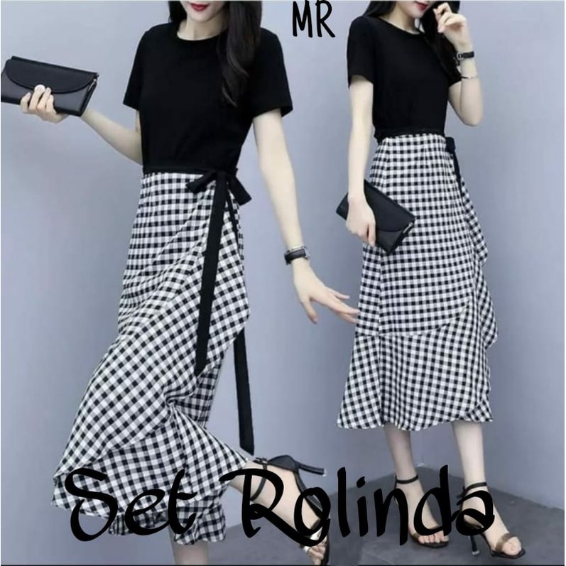 SET ROK ROLINDA KOTAK FASHION PAKAIAN WANITA SETELAN ATASAN DAN ROK MR