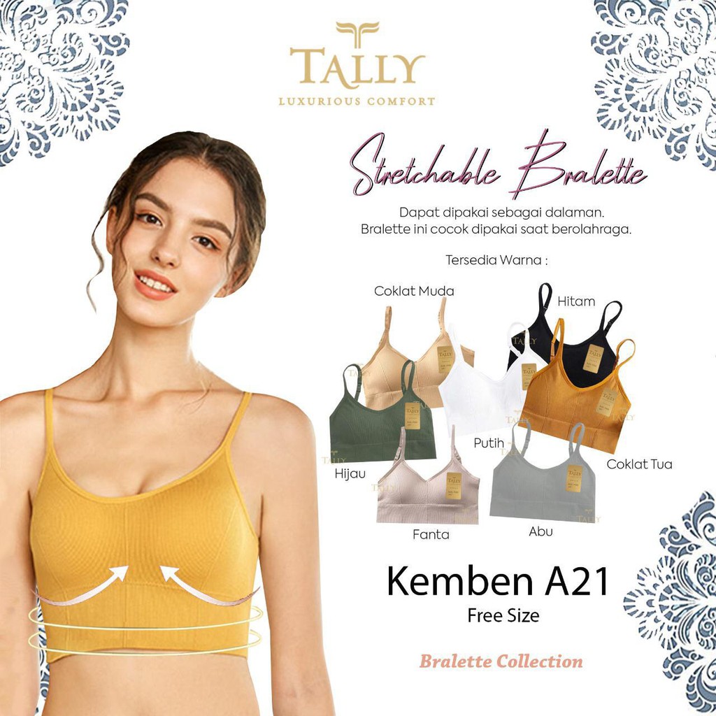 BRA All Size wanita Free size DV / TALLY A21 - BH Kamisol Bahan Rajut Stretch Free Size / Bralette Tally Rajut A21 3in1