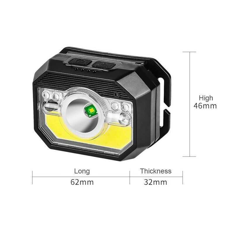 Senter LED Kepala Headlamp Flashlight Sensor Waterproof XPG + COB - LH-K28 - Black