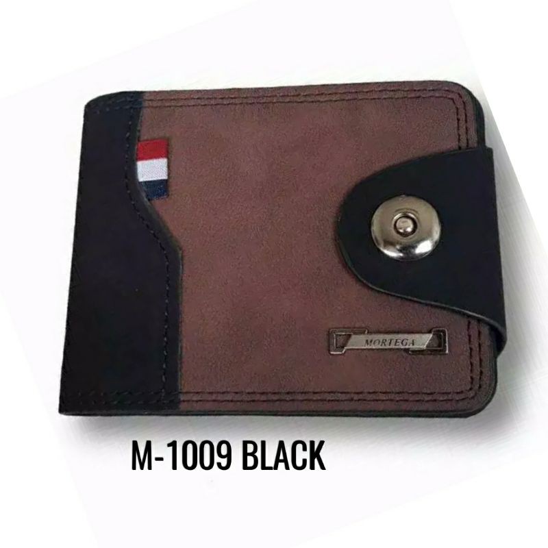 DOMPET PRIA KULIT PU MODEL KANCING MAGNET M-1009-Hitam