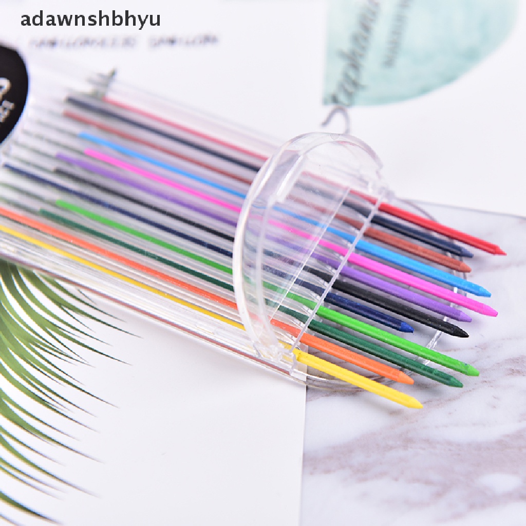 [adawnshbhyu] 1box 2.0mm Pensil Mekanik Berwarna Refill Timah Dihapus Stationary Siswa.