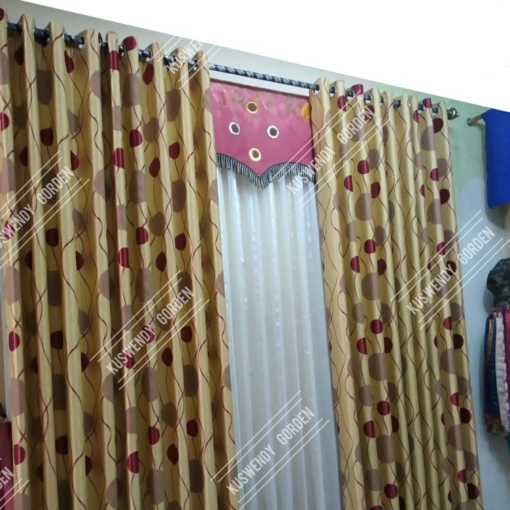 Gorden Blackout Polkadot 150 x 300 cm Tinggi 3 meter Hordeng Jendela Pintu Tirai Minimalis