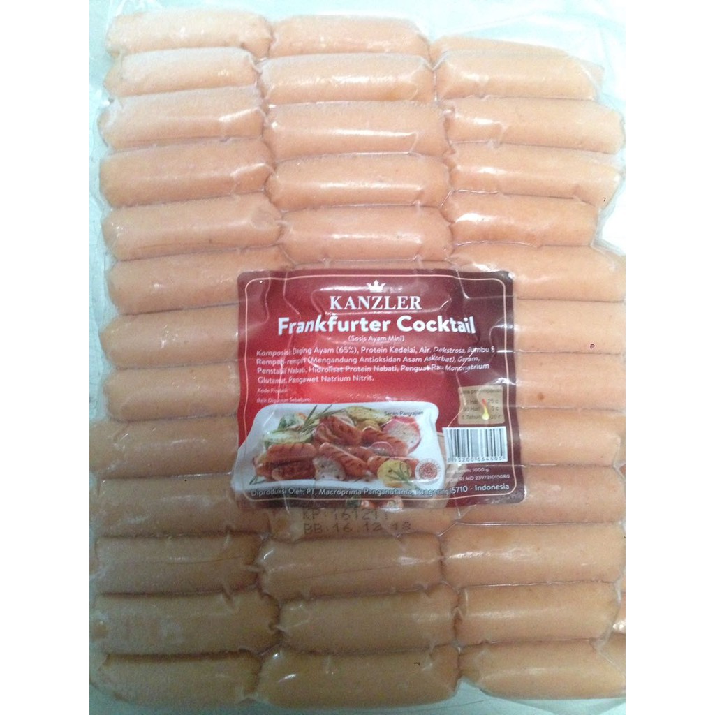 Kanzler Frankfurter Cocktail Sausage 1 kg Sosis Ayam Kecil Mini Kiloan Cimory 1000 gr