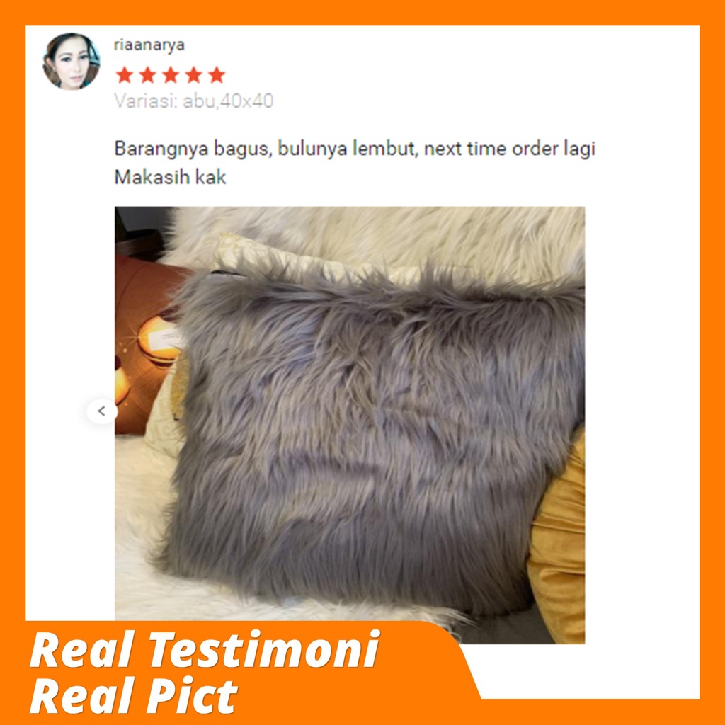 Sarung Bantal Sofa Polos Cover Bulu Korea Kursi Tamu Besar 40x40 45x45 50x50 Aesthetic Minimalis Cantik Panjang Bulu 6CM Lembut Mewah