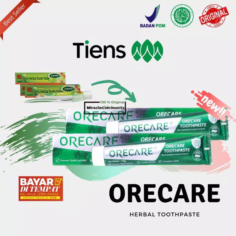 ORECARE - ODOL TIENS - PASTA TIENS HERBAL - MEMUTIHKAN GIGI - MENGURANGI KARANG GIGI - ORECARE TIENS