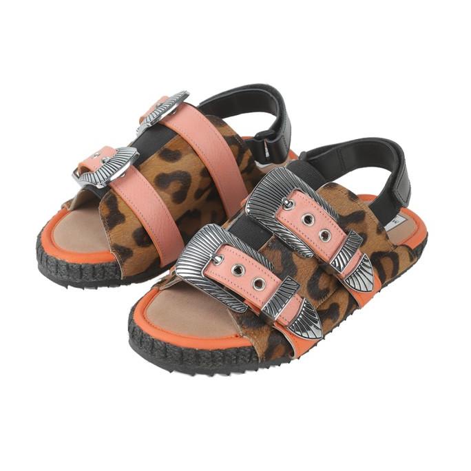 Sendal Tigah Home Pinky Leopard Slim Bucky Sliders With Backstrap