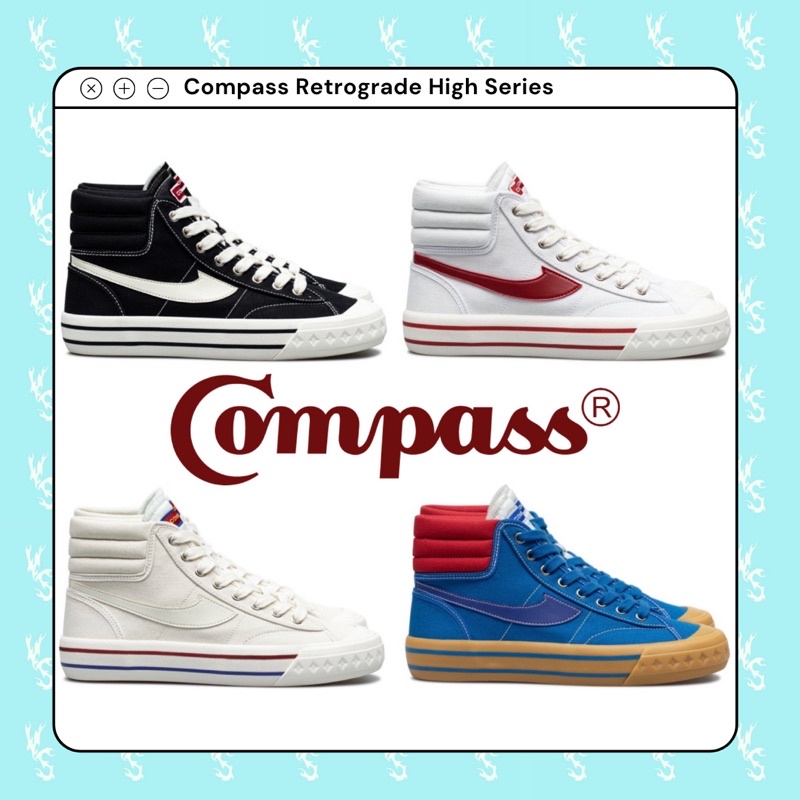 Sepatu Compass Retrograde High Series Black White | Cream | White Red | Blue Gum