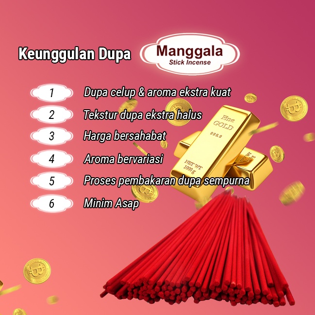 Dupa / Hio Wangi Fortune Manggala Stick Merah 39 cm 200 gr