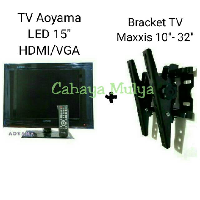 Televisi Aoyama 15" LED HDMI/VGA + Bracket TV Maxxis 10"-32"