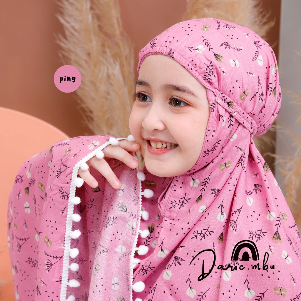 Mukena Anak Rayon Kombinasi ( Umur 8 - 13 Tahun) Tas Sajadah Ilaya Bunga Teratai Katun Rayon Premium