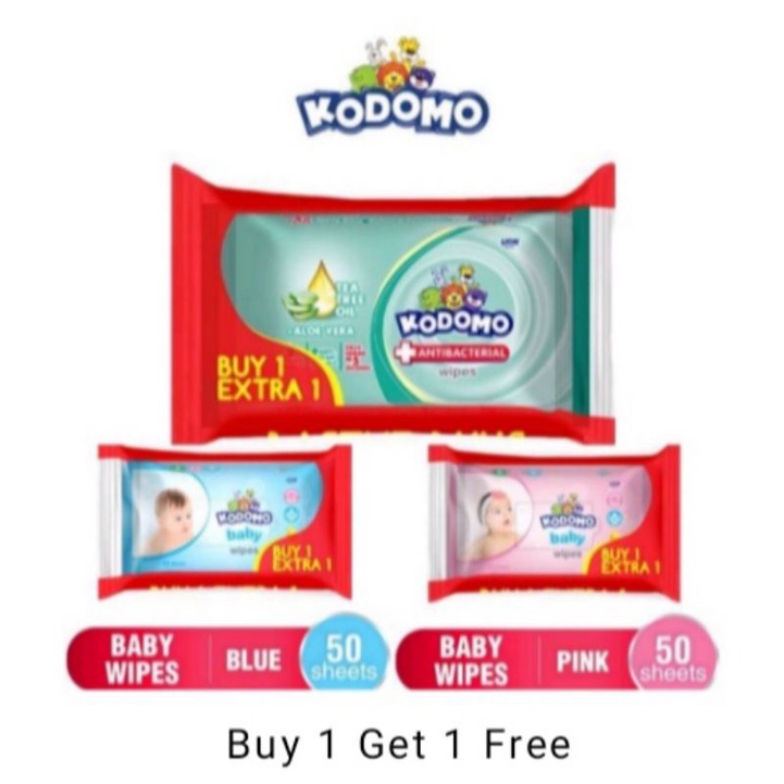 Tisu Basah Kodomo | Kodomo Baby Wipes isi 50 [ Buy 1 Get 1 Free ]