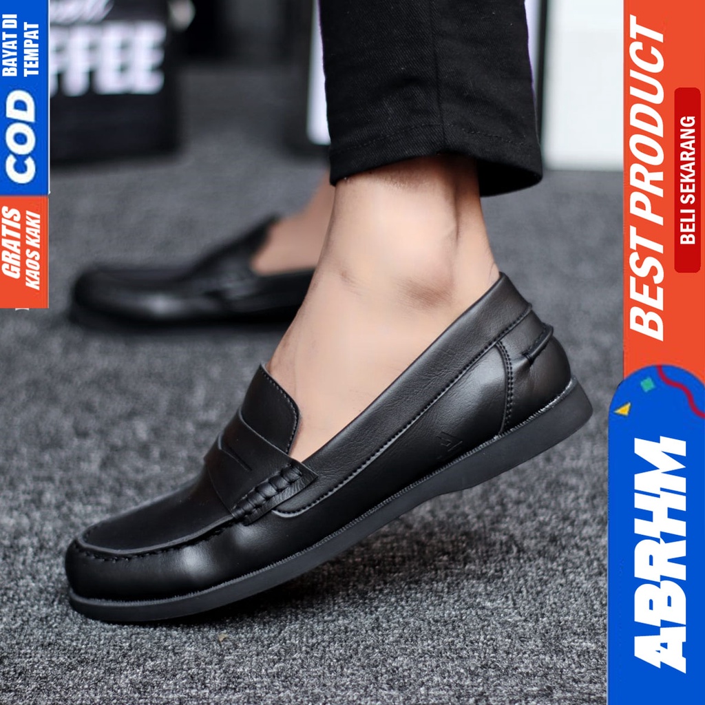 Abrhm Irish - Sepatu Formal Pantofel Pria Kerja Hitam