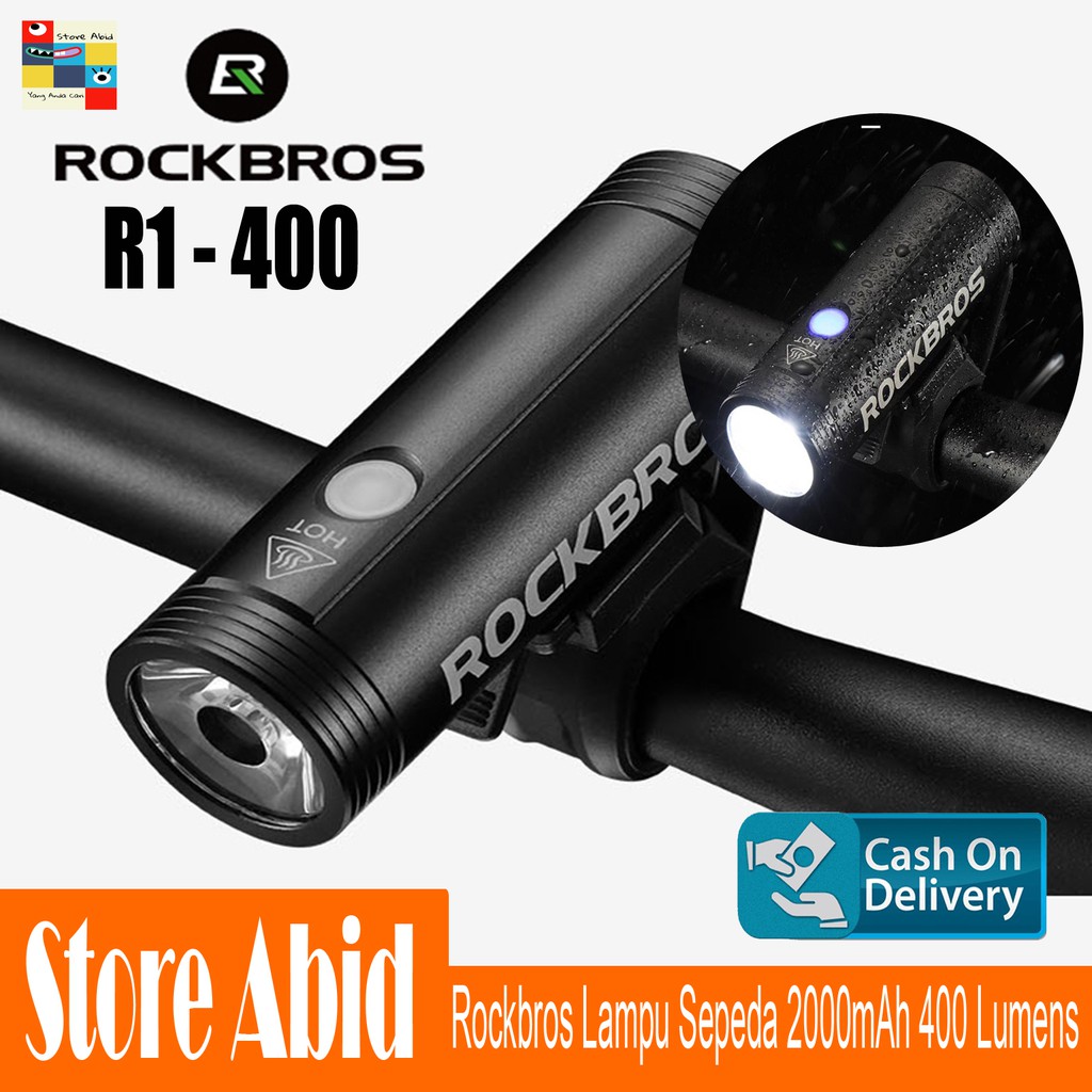 RockBros Lampu Depan Sepeda 400 / 800 Lumens dengan Charger USB Tahan Hujan