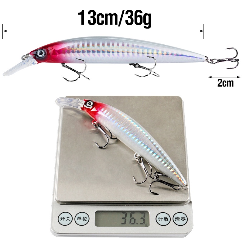 Umpan Pancing Bentuk Ikan Kecil Mata 3D 6 Warna Ukuran 13cm / 36g