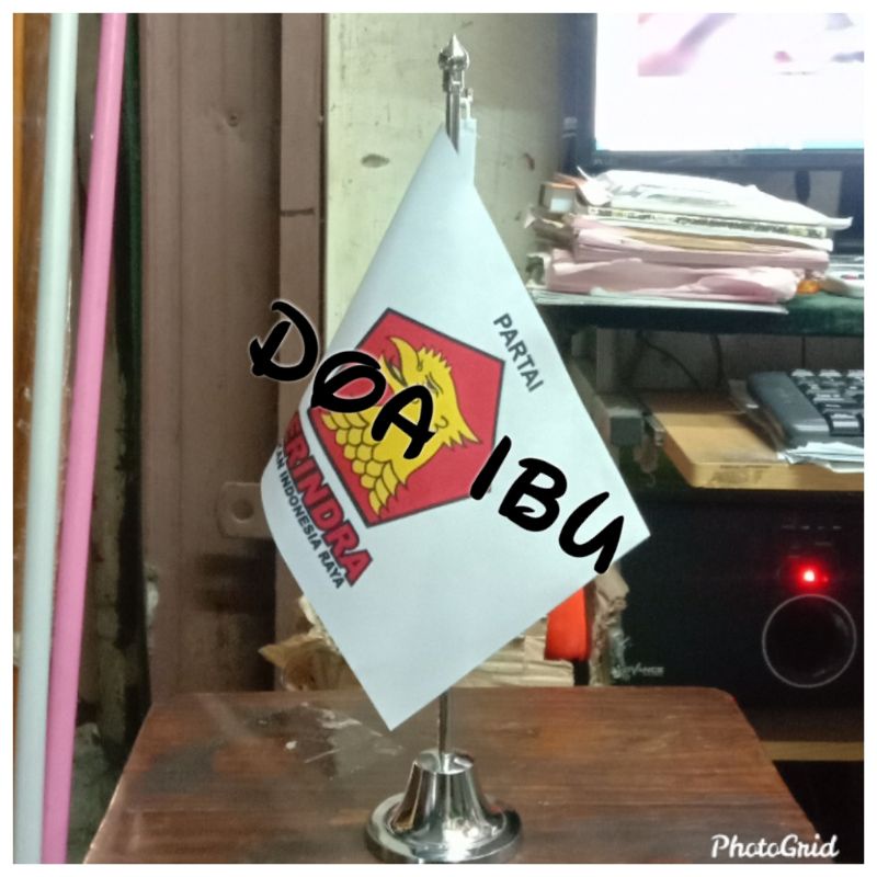 

best seller bendera meja partai gerindra+tiang stenlis meja