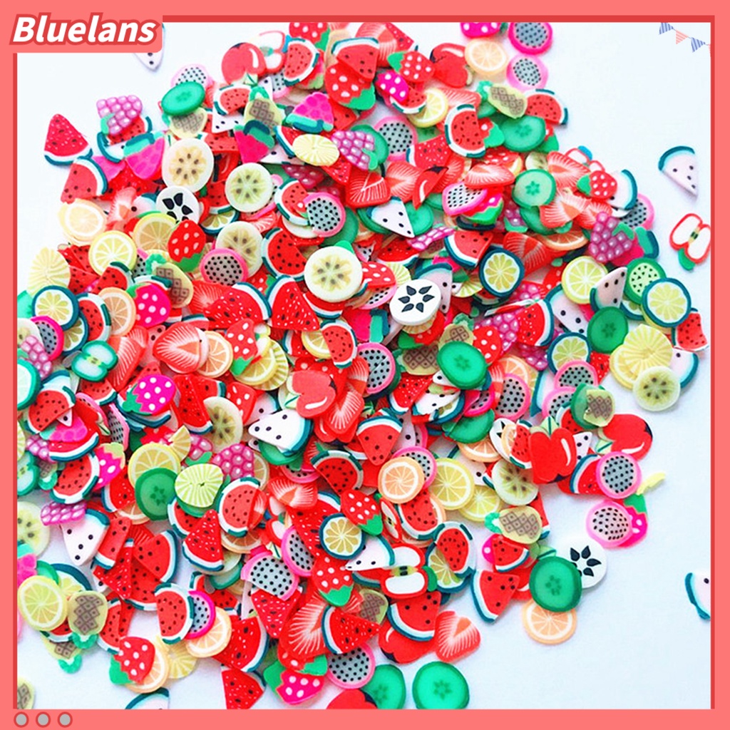 Bluelans 1000Pcs Stiker Kuku 3D Motif Buah / Bunga Bahan Keramik Untuk Nail Art