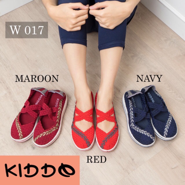 Kiddo W017 New Sole sepatu anyaman rajut wanita ORI