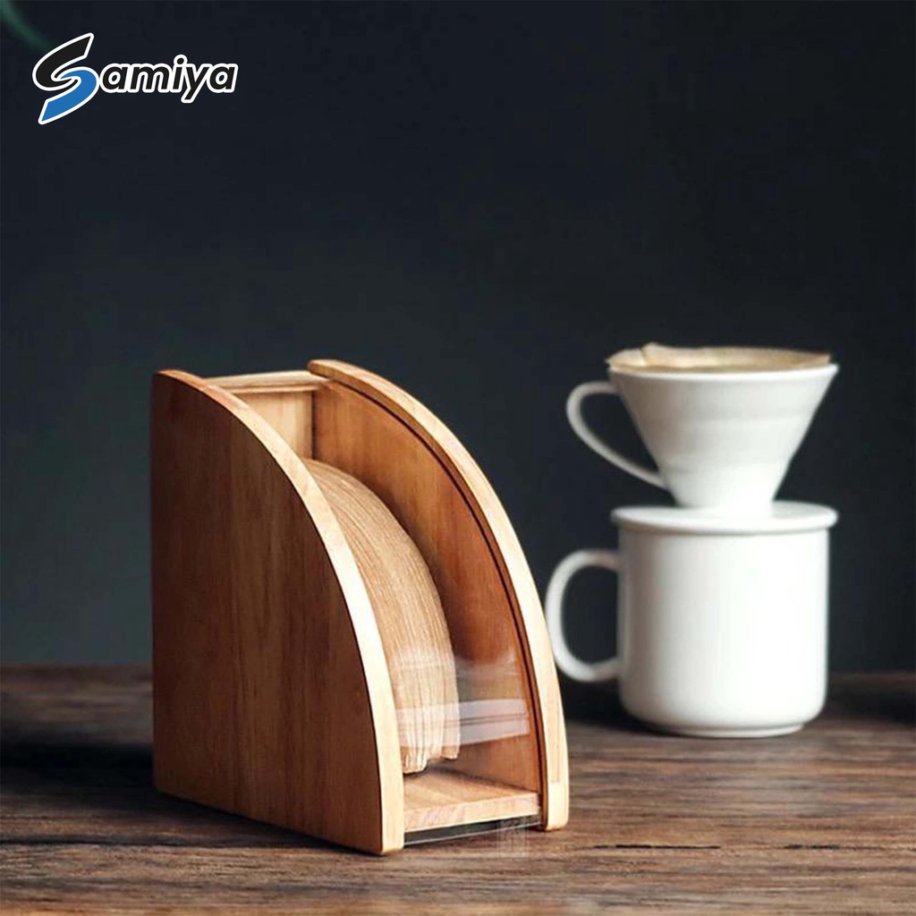 tempat kertas saringan kopi v60 / wooden storage box coffee filter holder / penyimpan kertas kopi