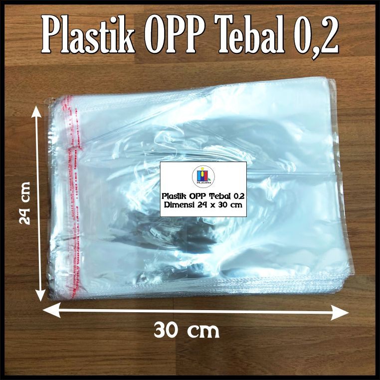 Kantong Plastik OPP Seal Lem Perekat Kemasan Baju Kaos Celana Sandal 0,2mc 24 x 30 cm ( 100pcs )