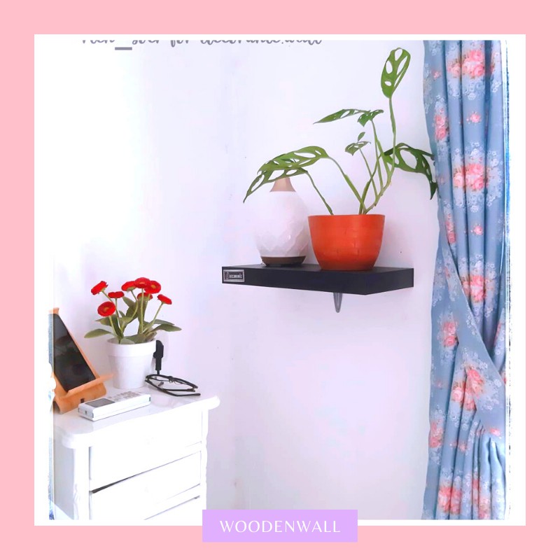 TERMURAH Rak Dinding Ambalan Minimalis 40X20X4 CM Ready Hitam & Putih