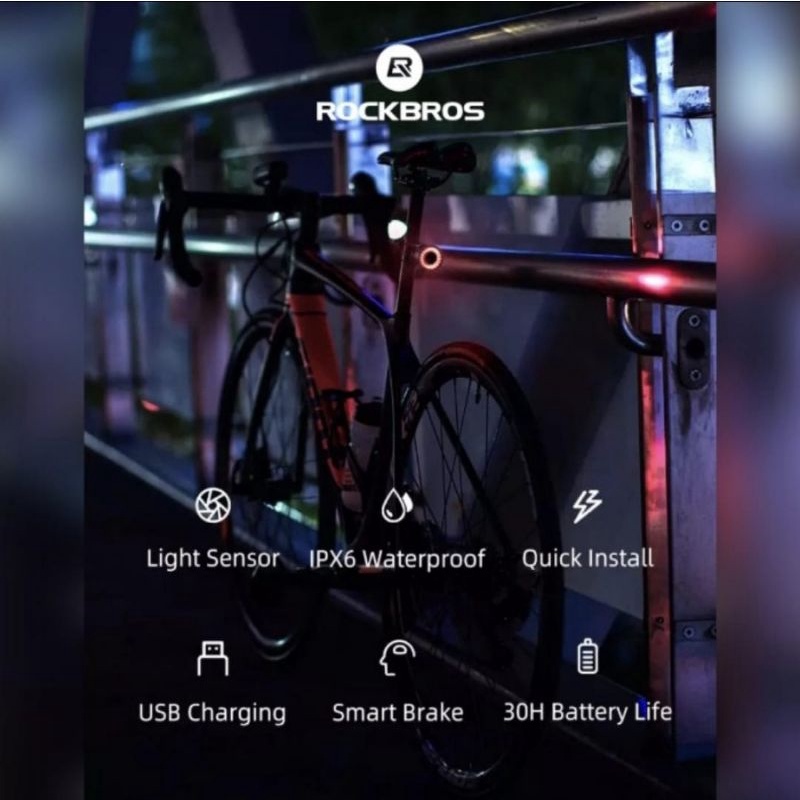 Rockbros Q3 lampu sepeda belakang Smart Brake bukan Q5