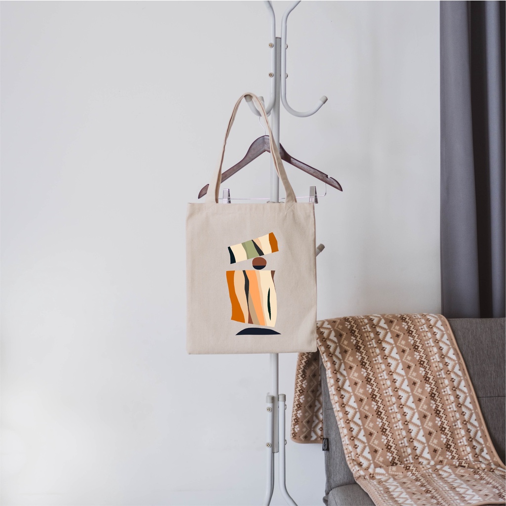 Sevine Tote Bag Kanvas Tas Fashion Totebag Wanita DTF Printing Nordic Aesthetic Series - KNP2