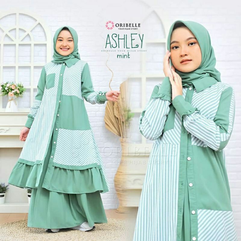 ashley kids setelan gamis anak usia 6-13 tahun dres anak