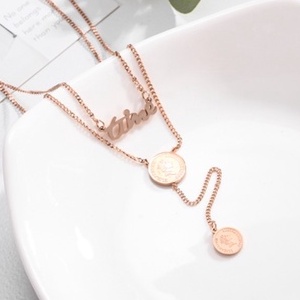 Kalung Titanium Fashion 2 Layers Time