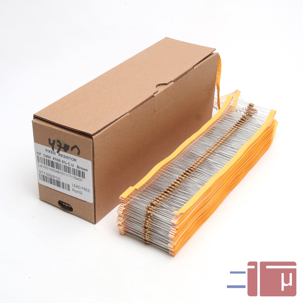 X10 Resistor 470R 470 Ohm 1/4W Karbon 5% Taiwan Kaki Tembaga